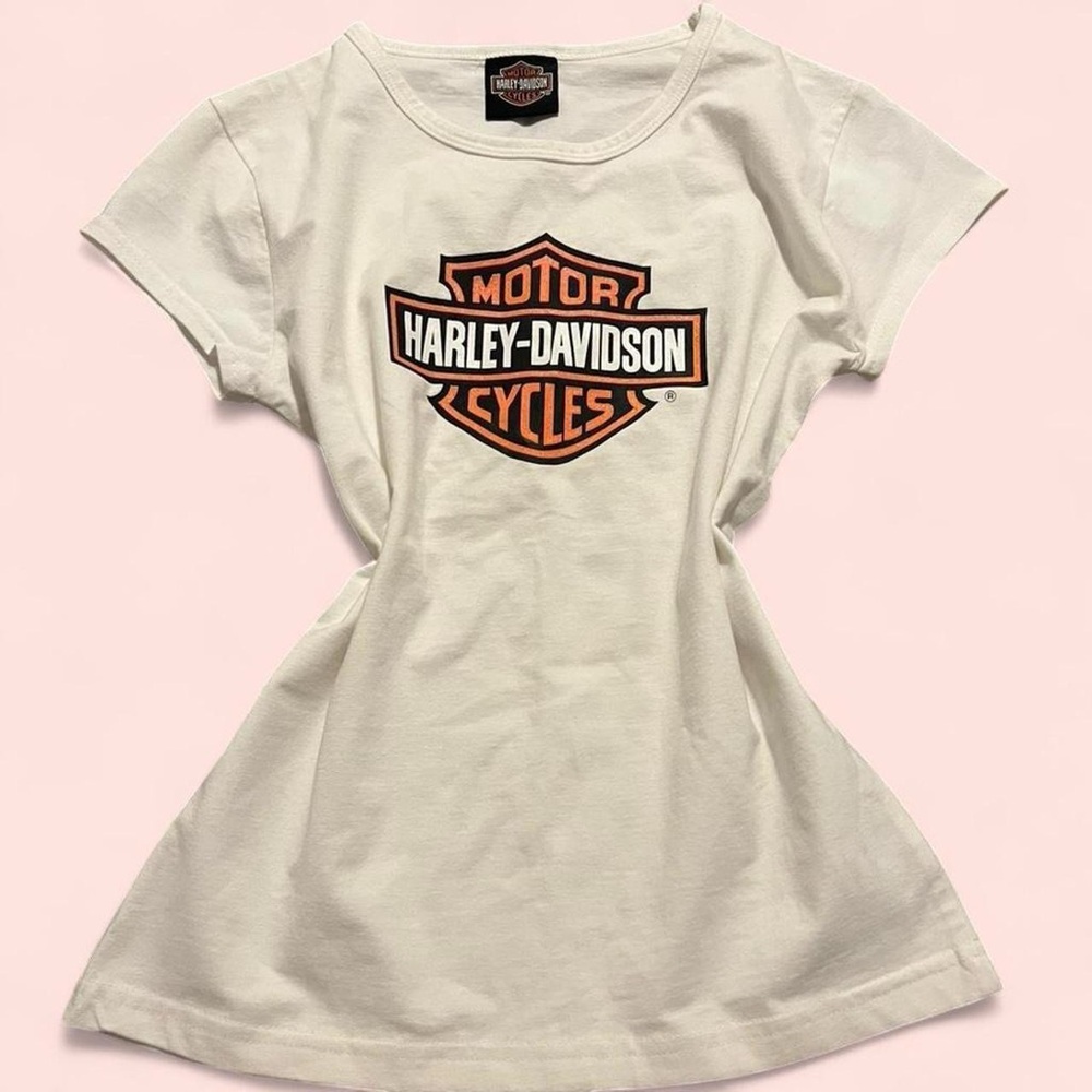Harley-Davidson White Dress with Orange Logo